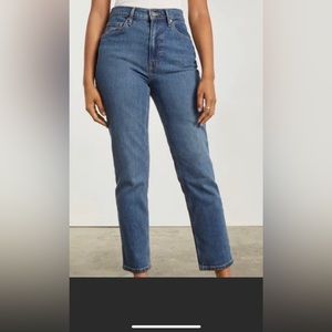 The original Everlane cheeky jeans, straight, medium blue.